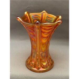 Marigold Carnival Glass Vase